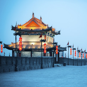 ancient gate tower on city wall in xian